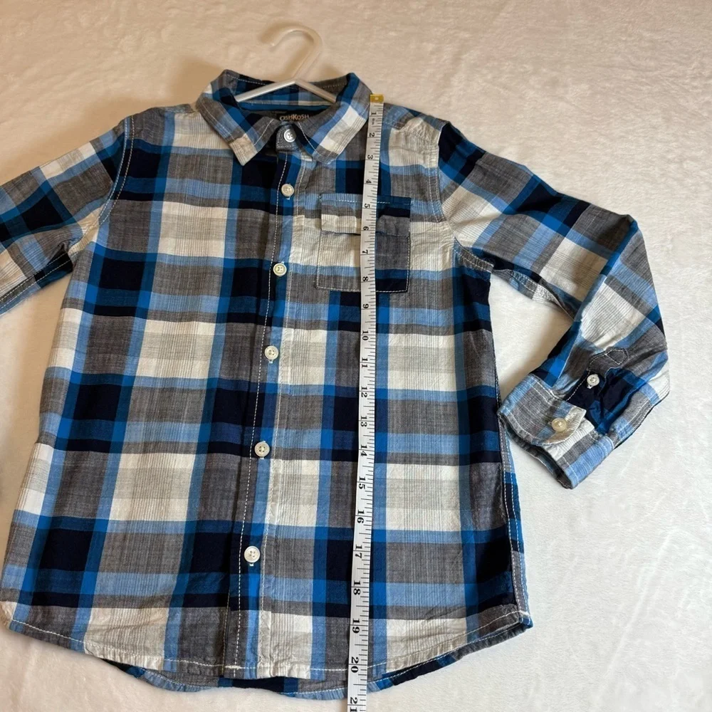 OshKosh B'gosh Blue and Gray Plaid Button Down Shirt